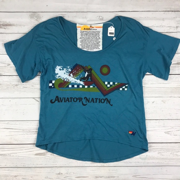 Aviator Nation Tops - 🌊 Aviator Nation Surfer Shredder Crop Top Tee M